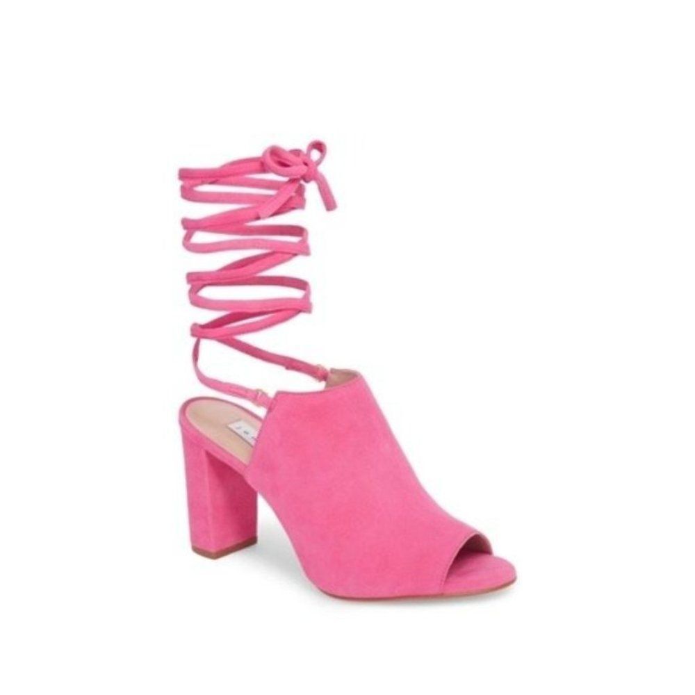JAMES CHAN Allegra Ankle Wrap Sandal in Pink 